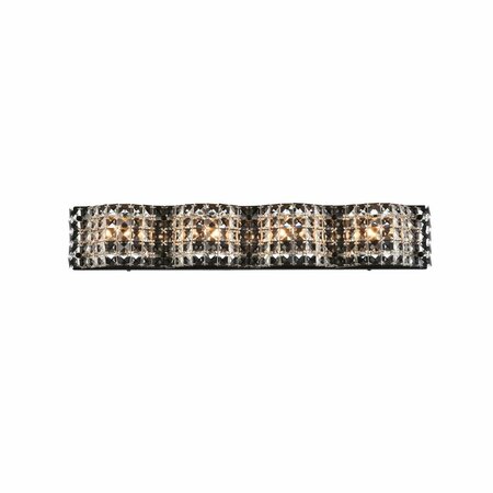 CLING Ollie 4 Light Bath Sconce In Black with Clear Crystals CL2960220